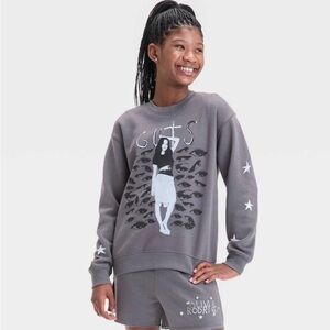 Girls' by Olivia Rodrigo Oversized Fleece Crew Neck Sweatshirt - Gray M